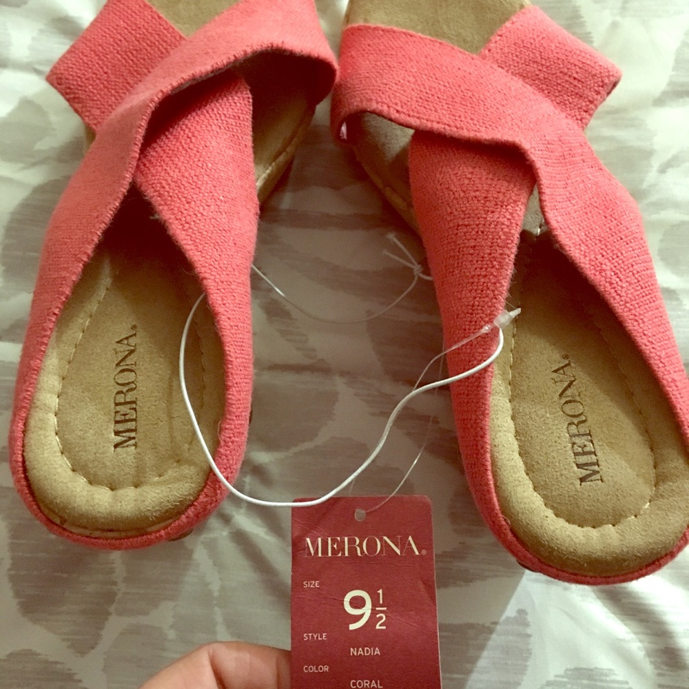 Nadia coral cork Wedge heels by Merona